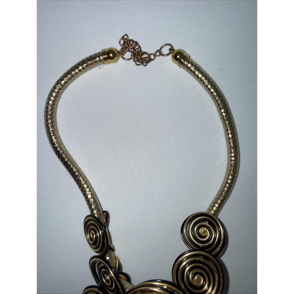 Gold Black Tone Spiral Round Circle‎ Pendant Necklace  bohemian Statement - Picture 5 of 5